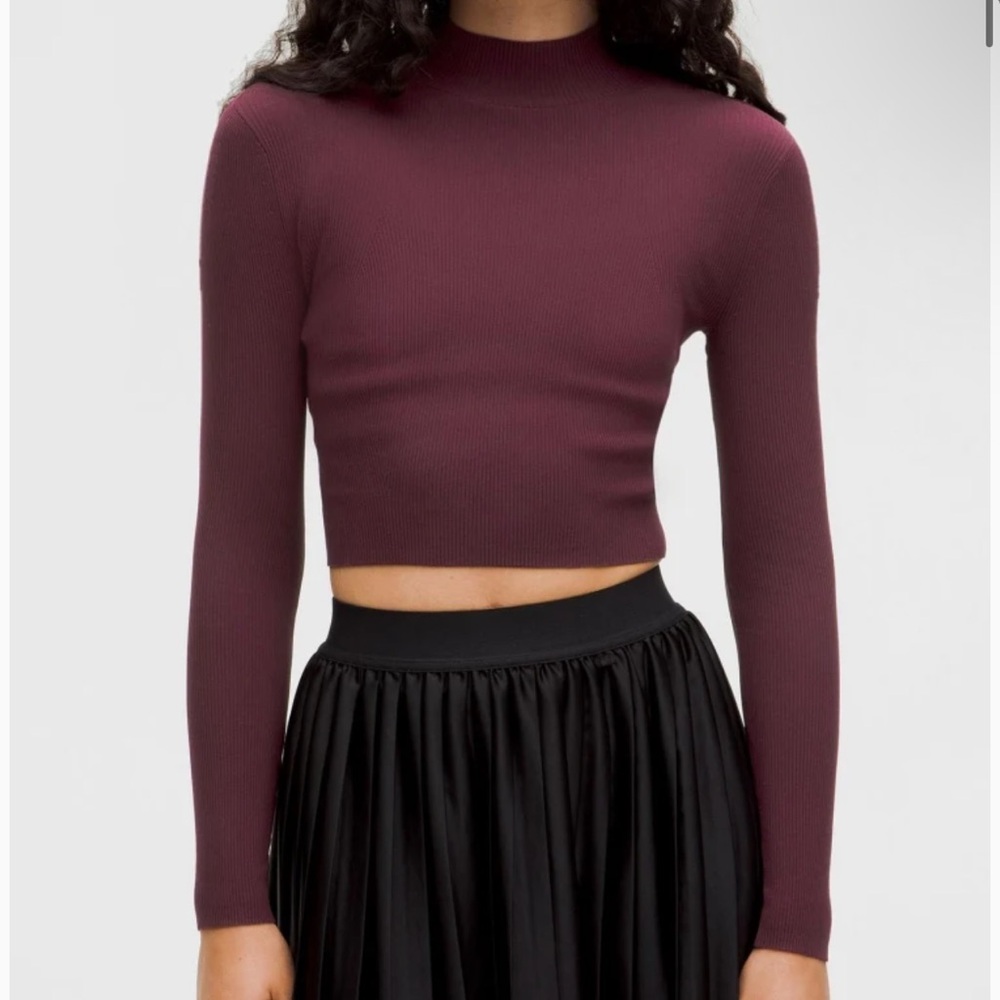 Lululemon Ribbed-Knit Twist-Back Mockneck Sweater